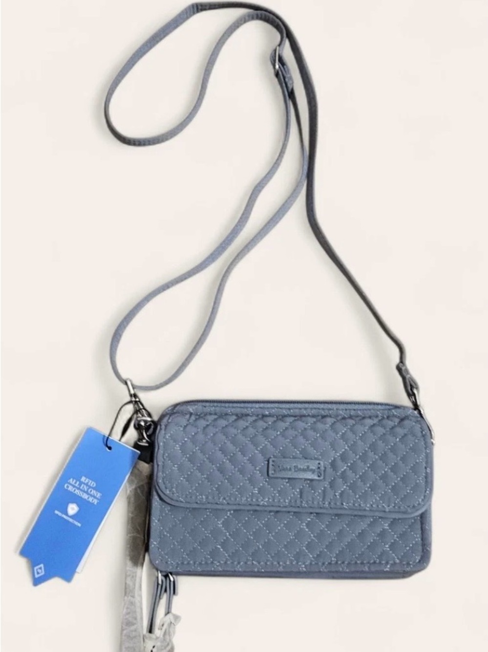 Vera Bradley RFID PROTECTION ALL IN ONE Crossbody in Dusty Blue NEW